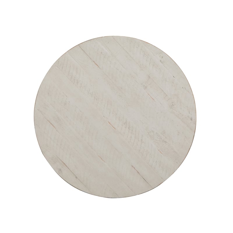 Bowery Hill Alabaster Round Accent Table With 2 Fixed Wood Shelves