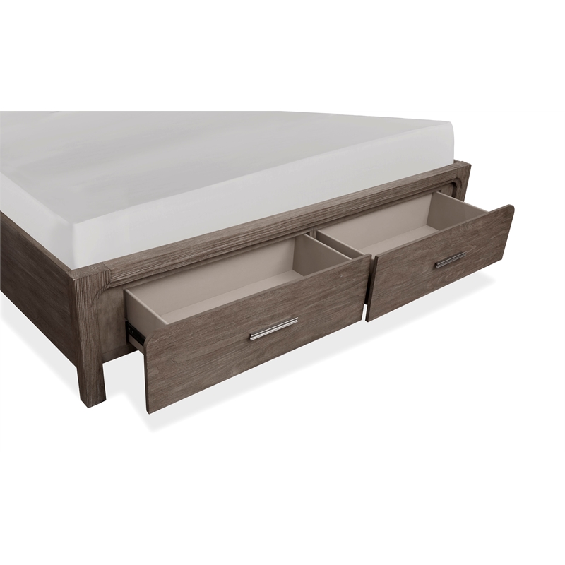 Bowery Hill King Panel Storage Bed in Dark Umber With 2 Drawers