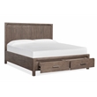 Bowery Hill King Panel Storage Bed in Dark Umber With 2 Drawers