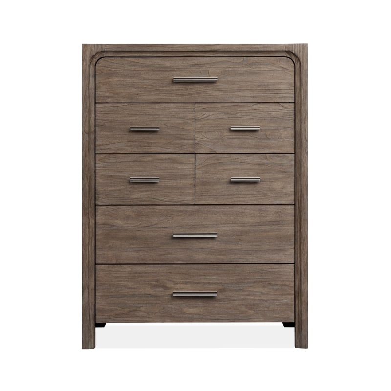 Bowery Hill 7-Drawer Bedroom Chest in Dark Umber With Marble Top