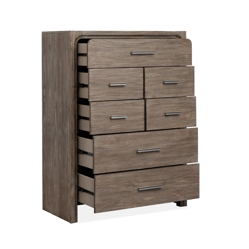 Bowery Hill 7-Drawer Bedroom Chest in Dark Umber With Marble Top
