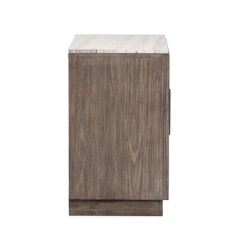 Bowery Hill Contemporary Door Nightstand in Dark Umber With Marble Top