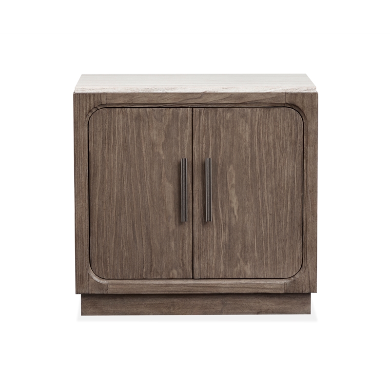 Bowery Hill Contemporary Door Nightstand in Dark Umber With Marble Top