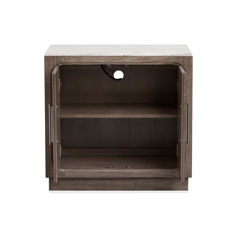 Bowery Hill Contemporary Door Nightstand in Dark Umber With Marble Top