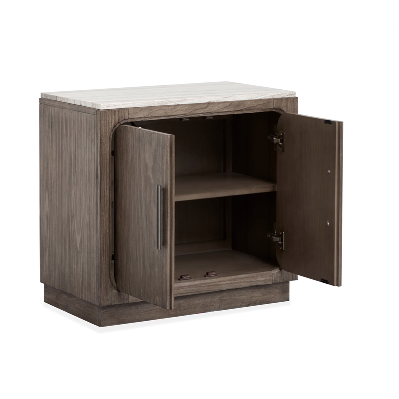 Bowery Hill Contemporary Door Nightstand in Dark Umber With Marble Top
