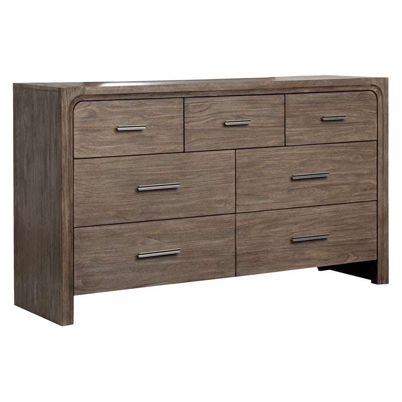 Bowery Hill 7-Drawer Bedroom Dresser in Dark Umber With Marble Top