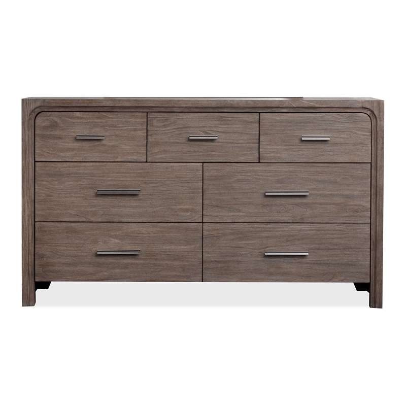 Bowery Hill 7-Drawer Bedroom Dresser in Dark Umber With Marble Top