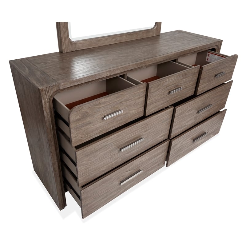 Bowery Hill 7-Drawer Bedroom Dresser in Dark Umber With Marble Top