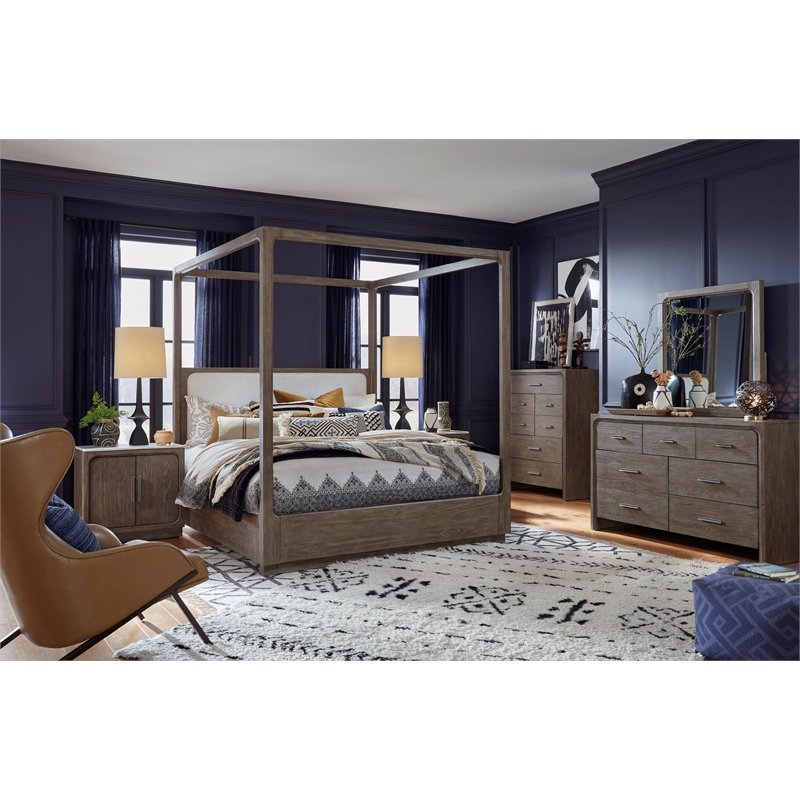 Bowery Hill 7-Drawer Bedroom Dresser in Dark Umber With Marble Top