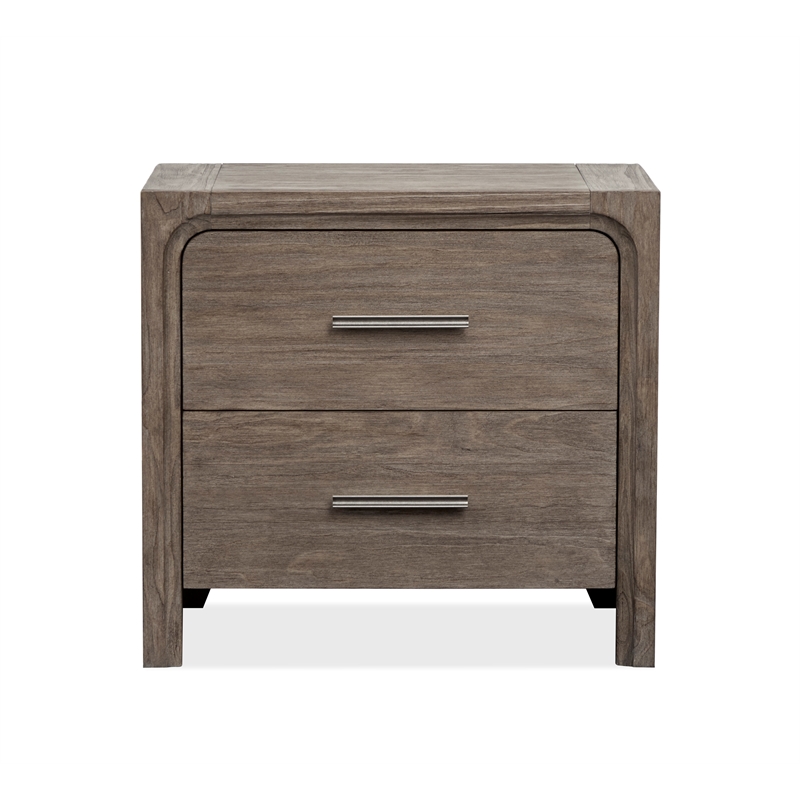 Bowery Hill 2-Drawer Nightstand in Dark Umber With Marble Accents