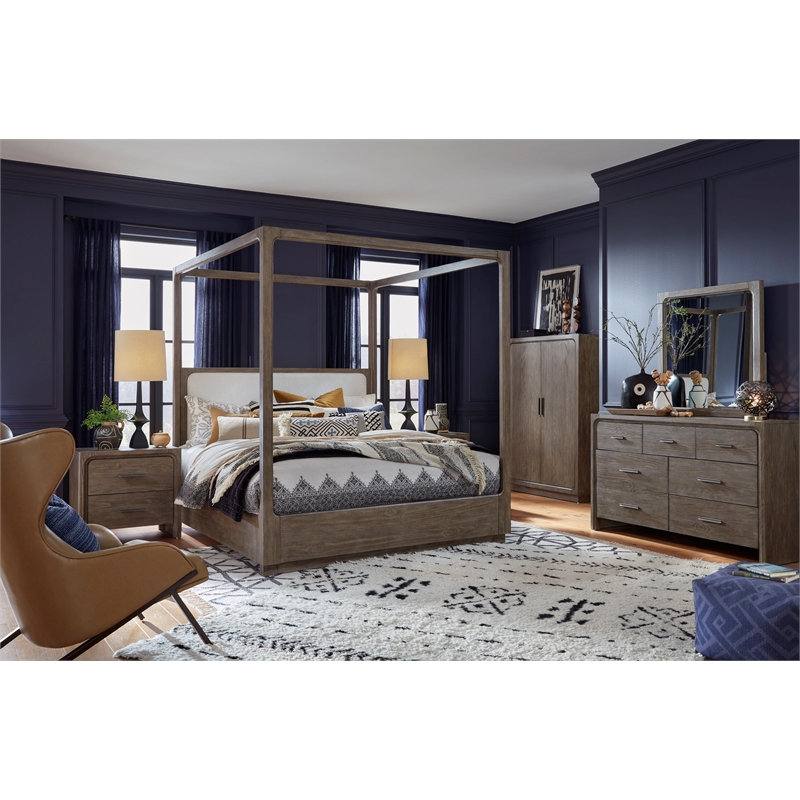 Bowery Hill 2-Drawer Nightstand in Dark Umber With Marble Accents