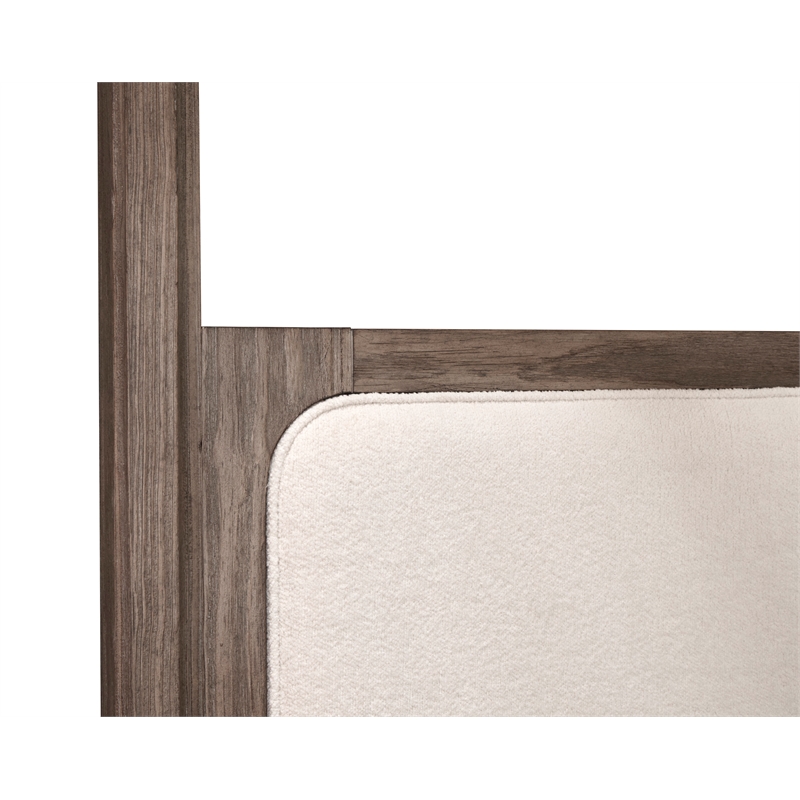 Bowery Hill Contemporary Queen Upholstered Poster Bed in Dark Umber
