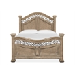 Bowery Hill Contemporary Queen Panel Bed in Fawn With Metal Decoration
