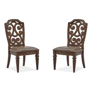 Bowery Hill Upholstered Side Chair 2-Pack in Willadeene Brown
