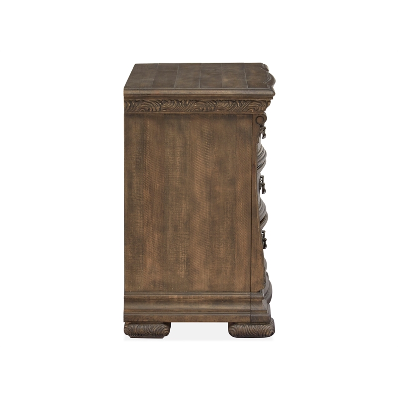 Bowery Hill 3-Drawer Nightstand in Willadeene Brown With Felt Lining
