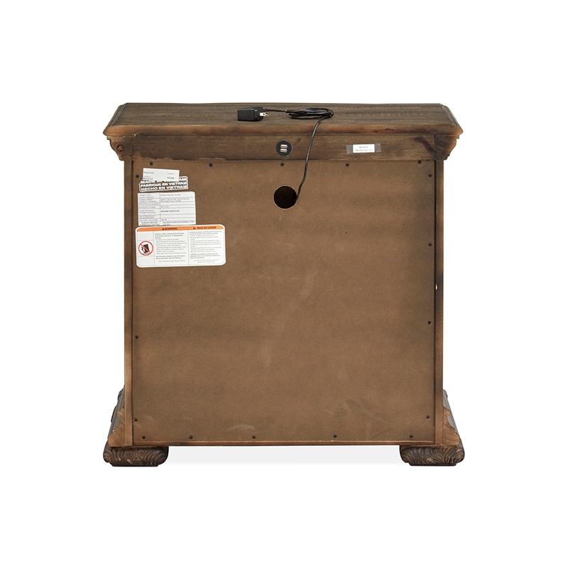 Bowery Hill 3-Drawer Nightstand in Willadeene Brown With Felt Lining