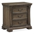 Bowery Hill 3-Drawer Nightstand in Willadeene Brown With Felt Lining
