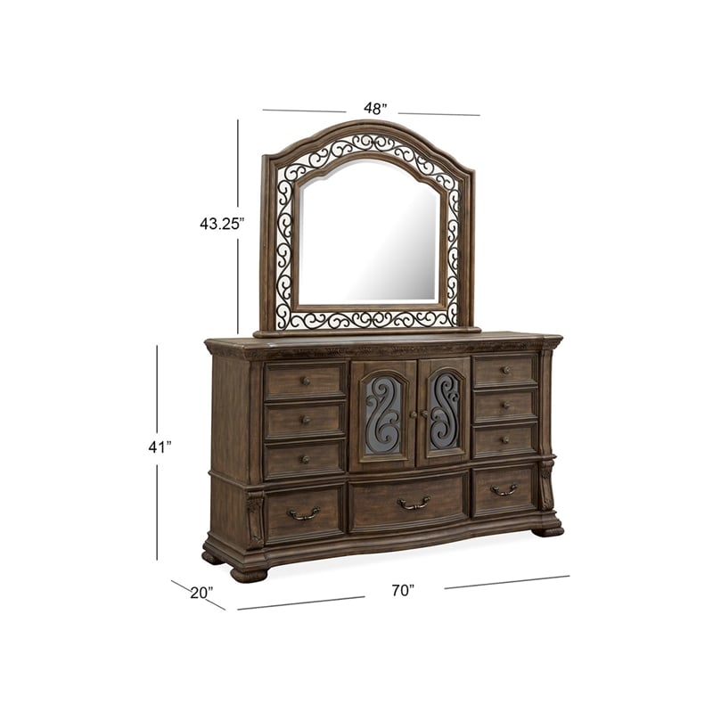 Bowery Hill Contemporary 9-Drawer Bedroom Dresser in Willadeene Brown