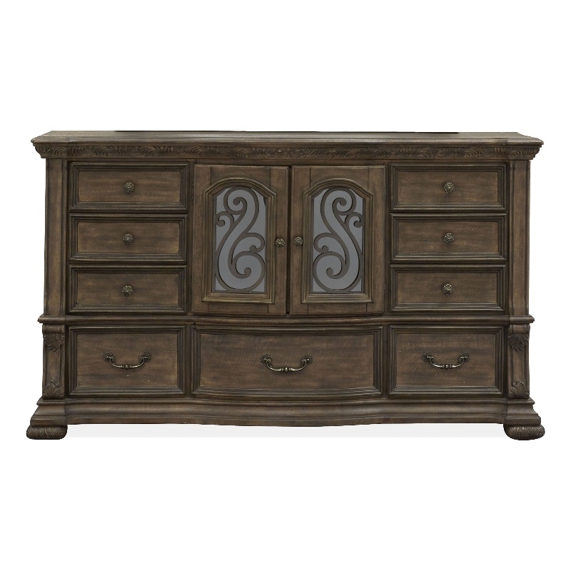 Bowery Hill Contemporary 9-Drawer Bedroom Dresser in Willadeene Brown