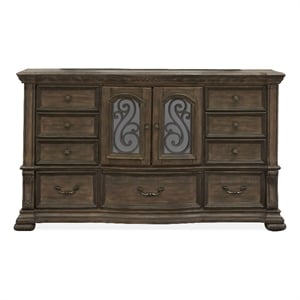 Bowery Hill Contemporary 9-Drawer Bedroom Dresser in Willadeene Brown