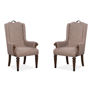 Bowery Hill Upholstered Host Chair 2-Pack in Willadeene Brown
