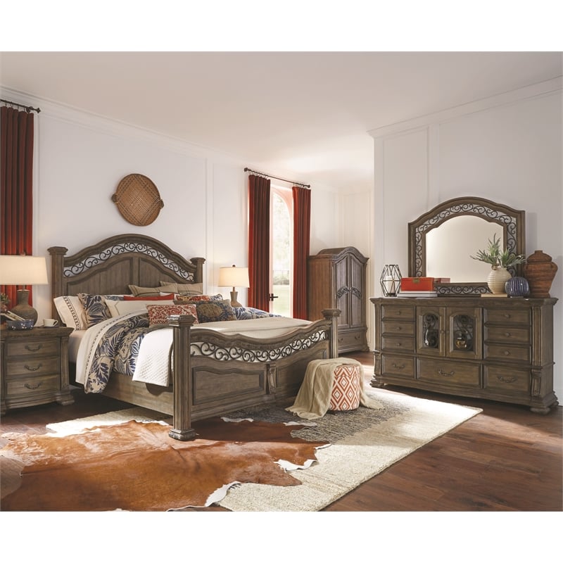 Bowery Hill Contemporary California King Panel Bed in Willadeene Brown