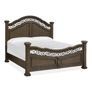 Bowery Hill Queen Panel Bed in Willadeene Brown With Metal Accents