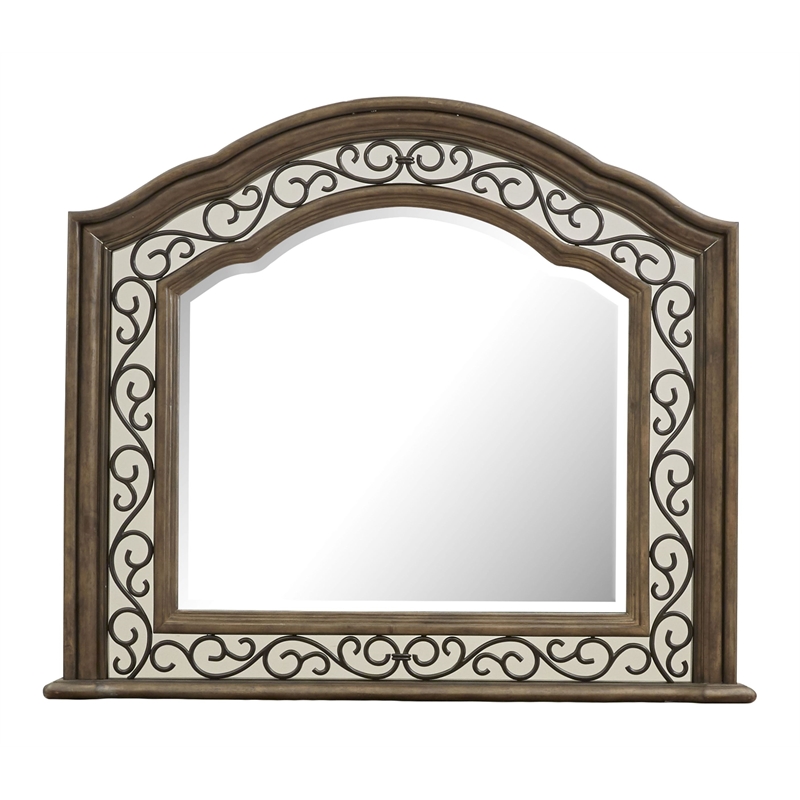 Bowery Hill 9-Drawer Dresser With Shaped Mirror in Willadeene Brown