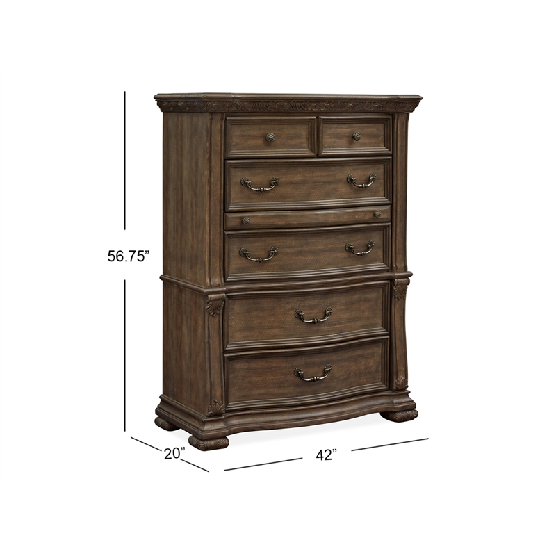 Bowery Hill 5-Drawer Bedroom Chest in Willadeene Brown With Jewelry Tray