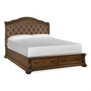 Bowery Hill King Upholstered Sleigh Storage Bed in Willadeene Brown