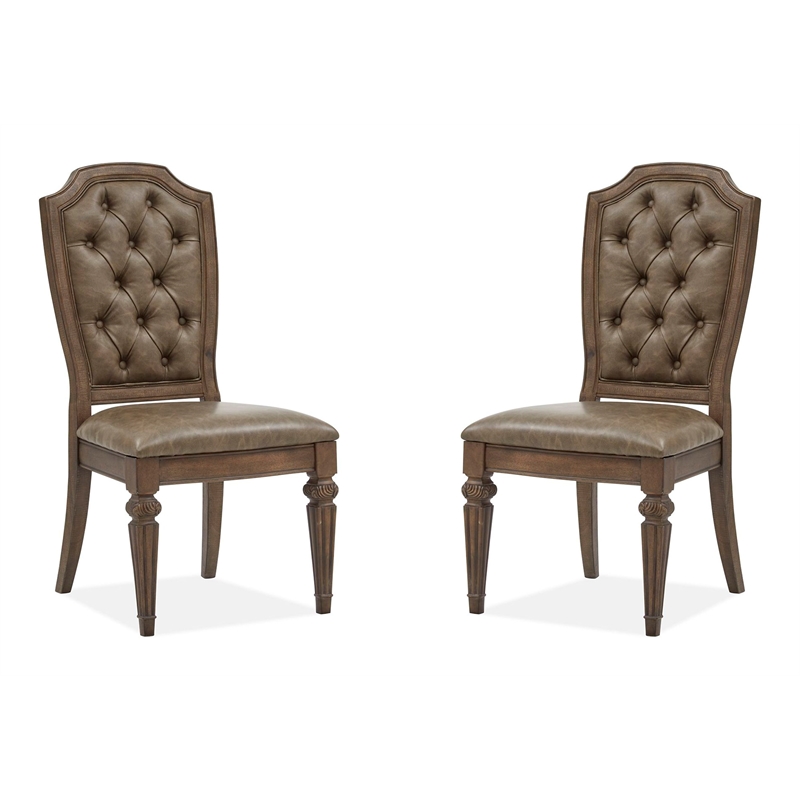 Bowery Hill Upholstered Side Chair 2-Pack in Willadeene Brown