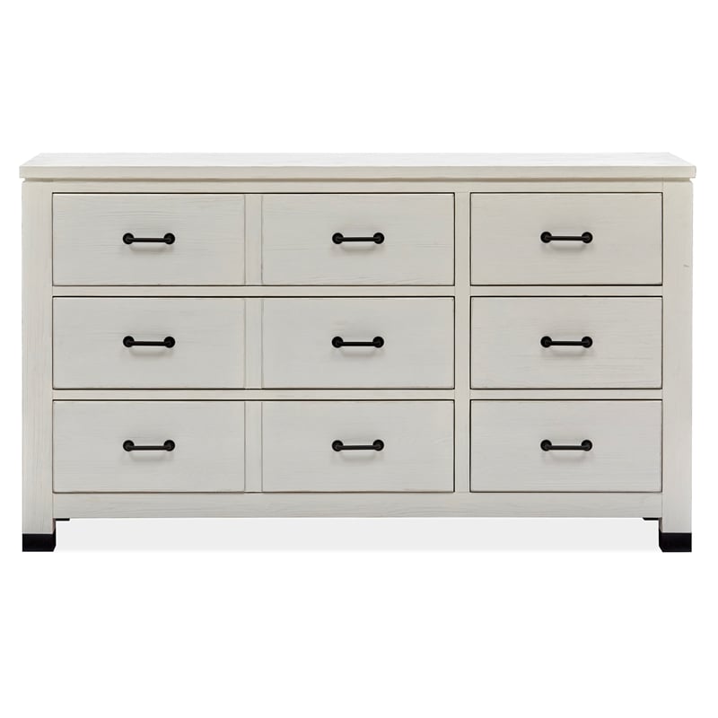 Bowery Hill Contemporary Silo White 6-Drawer Dresser With Shaped Mirror