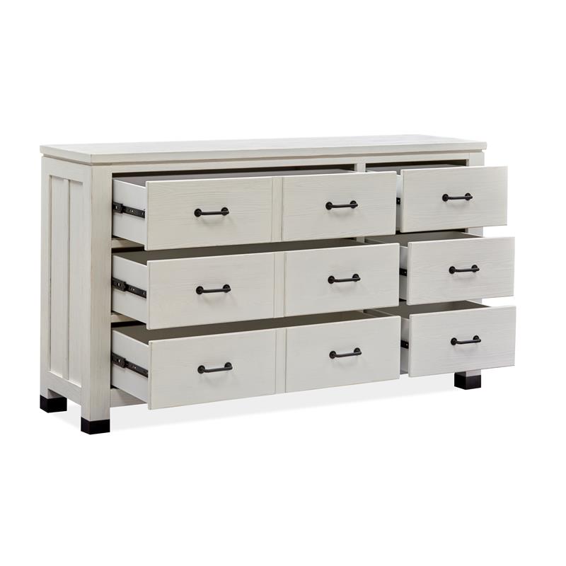 Bowery Hill Silo White 6-Drawer Door Bedroom Dresser With Iron Hardware