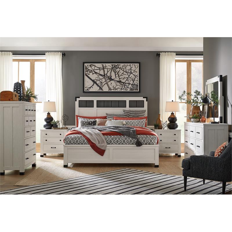 Bowery Hill Silo White 6-Drawer Door Bedroom Dresser With Iron Hardware