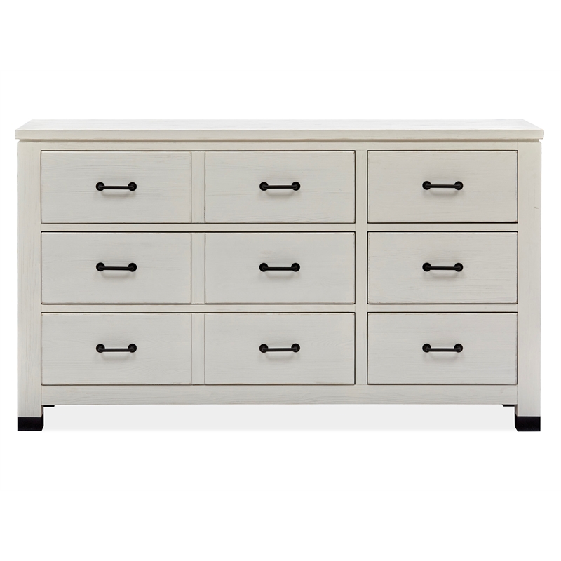 Bowery Hill Silo White 6-Drawer Dresser With Landscape Mirror