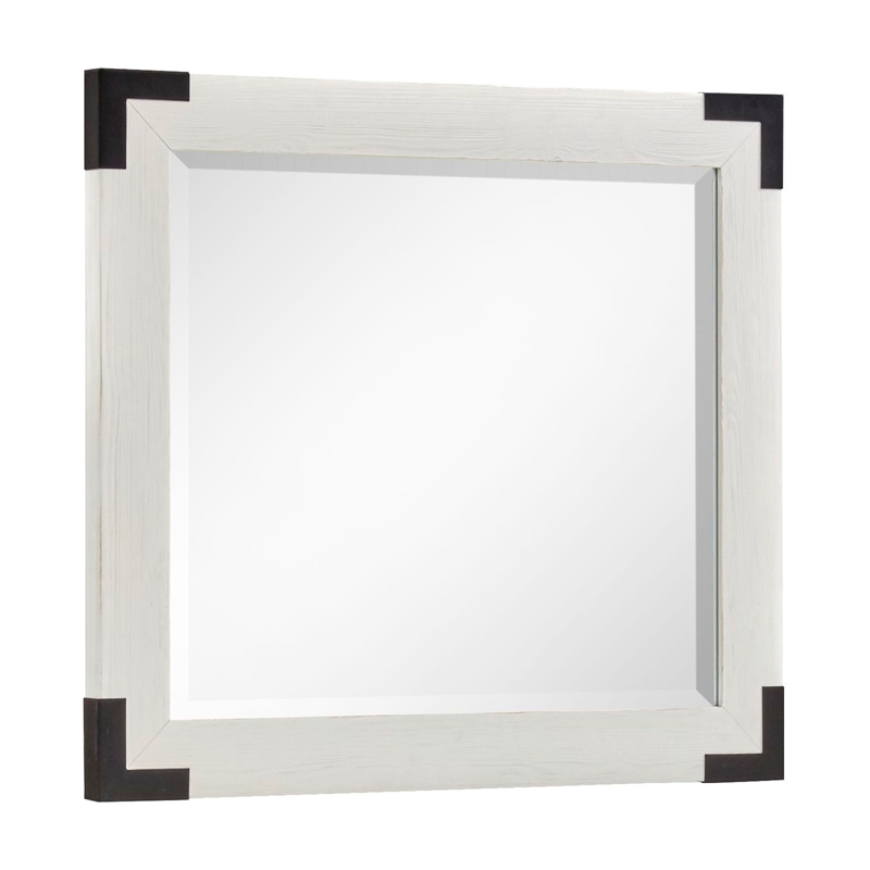 Bowery Hill Silo White 6-Drawer Dresser With Landscape Mirror