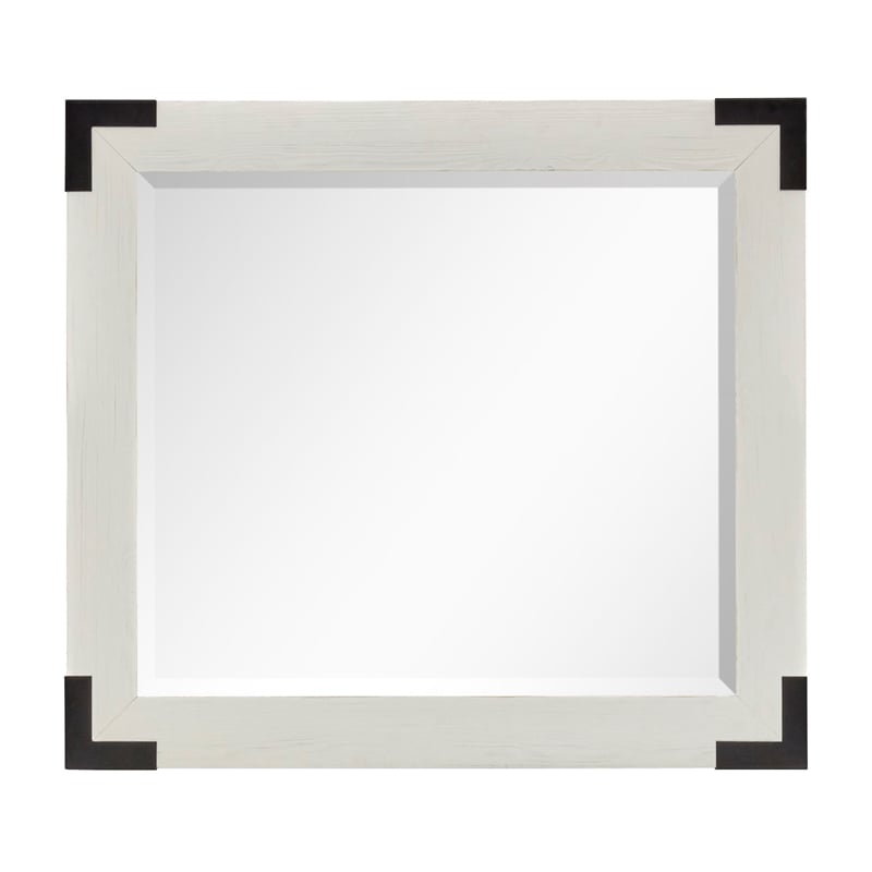 Bowery Hill Silo White 6-Drawer Dresser With Landscape Mirror