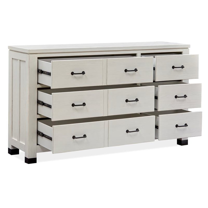 Bowery Hill Silo White 6-Drawer Dresser With Landscape Mirror