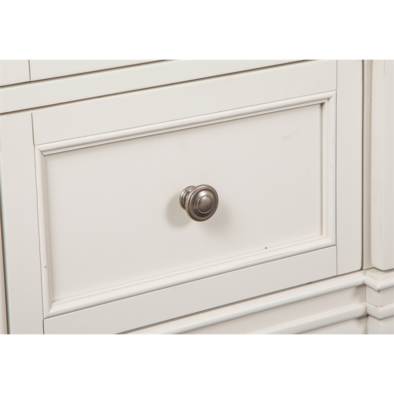 Bowery Hill Egg Shell White Dresser With Landscape Mirror and Bail Pulls