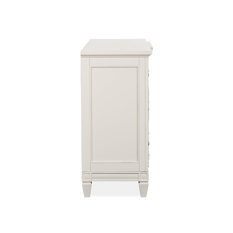 Bowery Hill Egg Shell White Dresser With Landscape Mirror and Bail Pulls