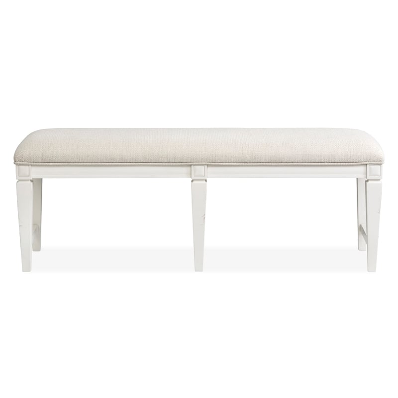 Bowery Hill Upholstered Bench in Egg Shell White With Wood Stretcher