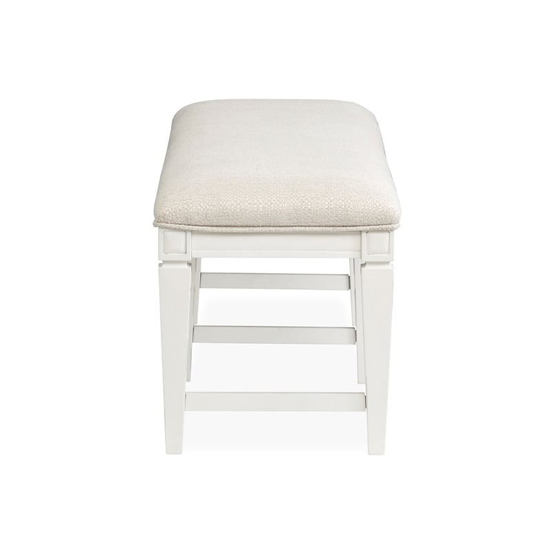 Bowery Hill Upholstered Bench in Egg Shell White With Wood Stretcher