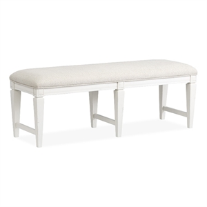 Bowery Hill Upholstered Bench in Egg Shell White With Wood Stretcher