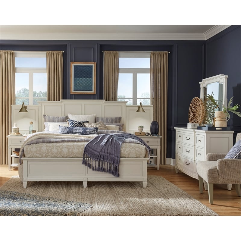 Bowery Hill 9-Drawer Dresser in Egg Shell White With Breakfront Shaping