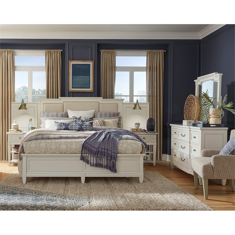 Bowery Hill 9-Drawer Dresser in Egg Shell White With Breakfront Shaping