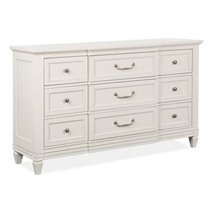 Bowery Hill 9-Drawer Dresser in Egg Shell White With Breakfront Shaping