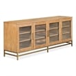 Bowery Hill Belgian Wheat Small Console With Glass Doors and Metal Base
