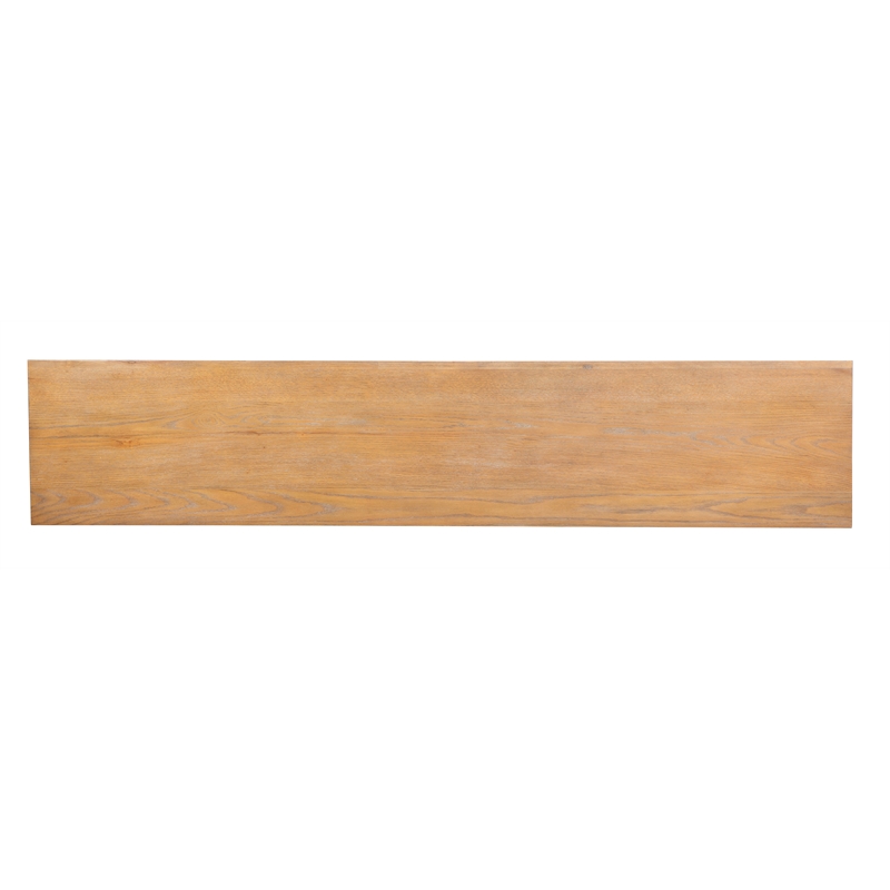 Bowery Hill Belgian Wheat Large Console With Glass Doors and Metal Base