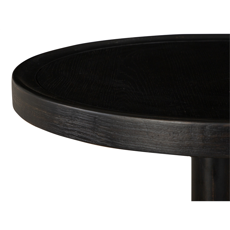 Bowery Hill Contemporary Round Pedestal Accent End Table in Coffee Bean