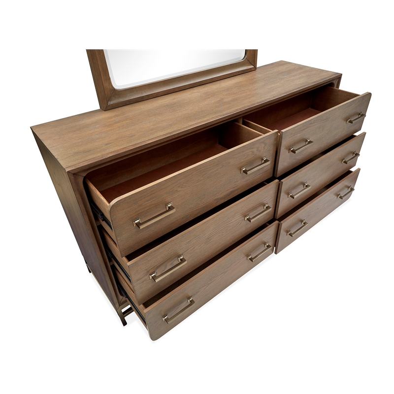 Bowery Hill Belgian Wheat/Coffee Bean 6-Drawer Dresser With Metal Base